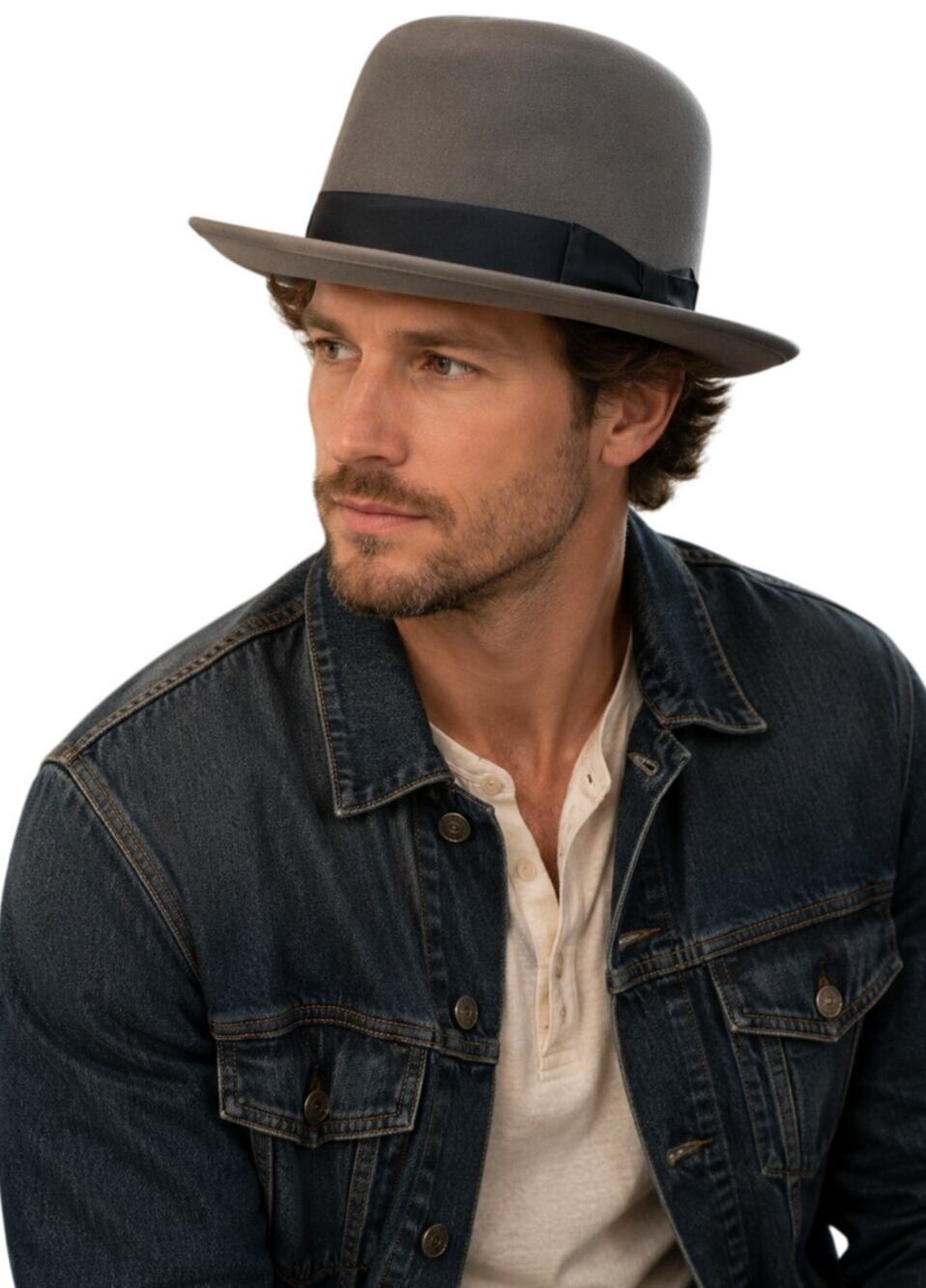 Manhattan Vintage Gray Felt Fedora Hat Walt & Shand Lancaster PA 21"